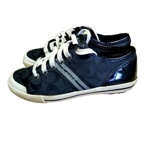Coach Folly Signature Monogram Black and Silver Sneakers Size 6